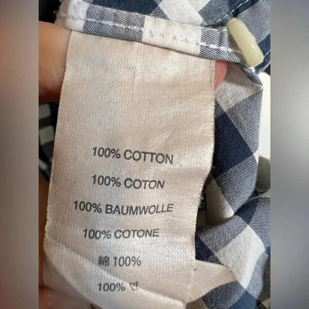 J crew gingham button down shirt blue and white checkered 100% cotton slim cut